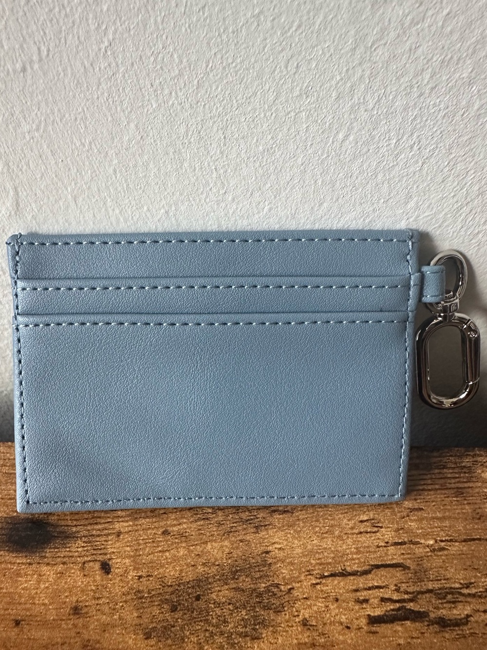 Steve Madden Powder Blue Double Sided Card Holder with Key Ring Clip NWOT - Picture 3 of 4